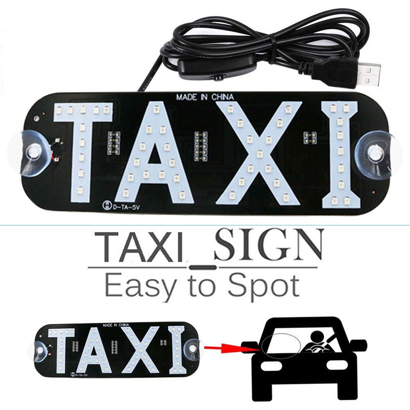 YSY Blue LED Sign Decor, Taxi Flashing Hook on Car Window with DC12V Car Charger Inverter Taxi Light Lamp (Blue, USB Switch) - Image 4